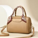 Women's Premium Chic Pebbled Leather Boston Handbag - Image 4