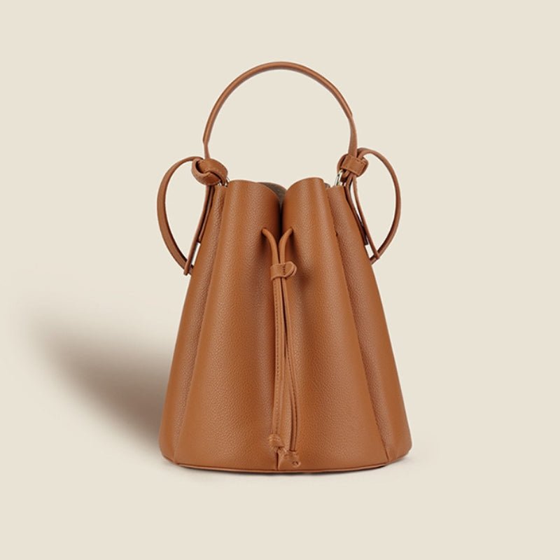 3_6DkU5F Women's Sculpted Pebbled Leather Look Bucket Bag - Image 1