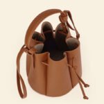 Women's Sculpted Pebbled Leather Look Bucket Bag - Image 2