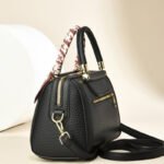 Women's Premium Chic Pebbled Leather Boston Handbag - Image 2