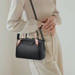 Women's Premium Chic Pebbled Leather Boston Handbag - Image 3